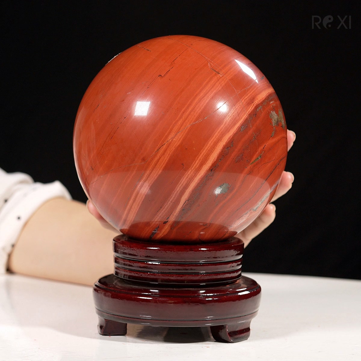 cầu ngọc bích jasper đỏ - Cầu ngọc bích đỏ jasper 4,31kg - 14,2cm