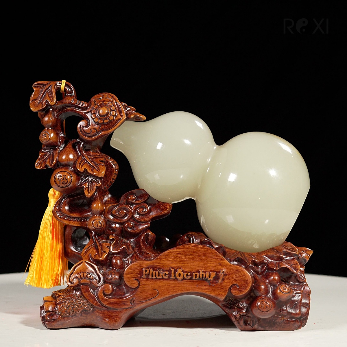 hồ lô ngọc onyx xanh - Quà tặng phong thủy - Hồ lô ngọc onyx xanh kèm đế
