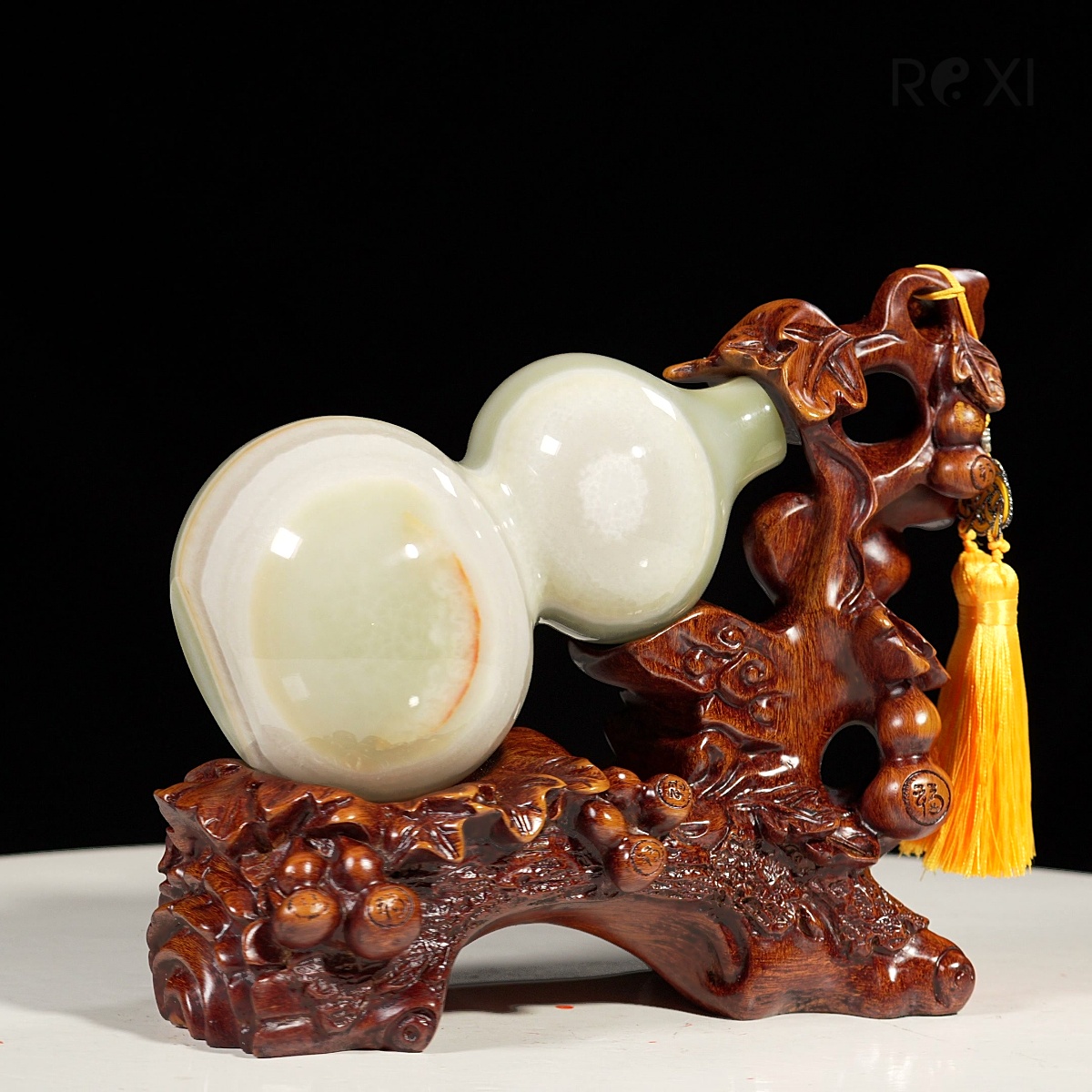 hồ lô ngọc onyx xanh - Quà tặng phong thủy - Hồ lô ngọc onyx xanh kèm đế (3)