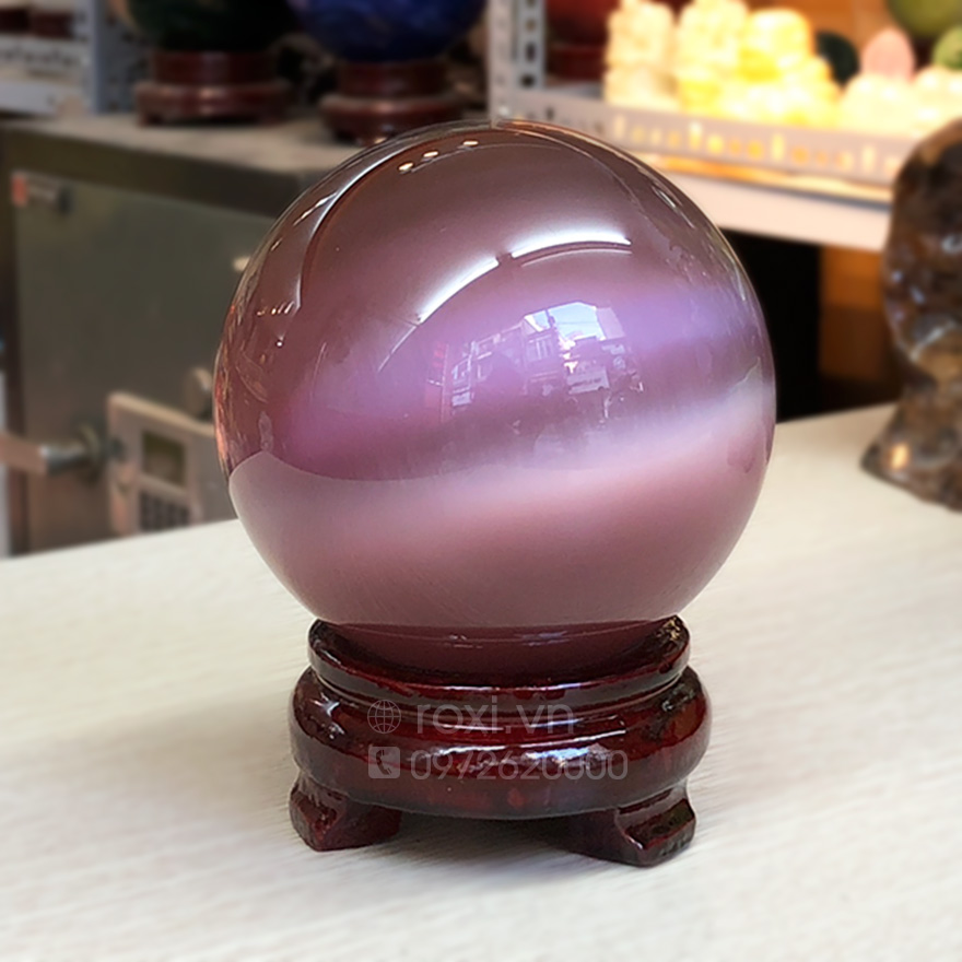 QUẢ CẦU PHONG THỦY MẮT MÈO TÍM 1,3KG - 10CM