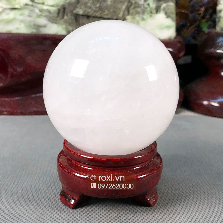 QUẢ CẦU THẠCH ANH TRẮNG 1A - 1.3 KG - 10 CM