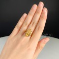 NHẪN TỲ HƯU THẠCH ANH TÓC VÀNG BÃ MÍA VÀNG 10K - TH88