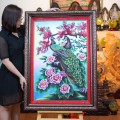 TRANH ĐÁ QUÝ CHIM CÔNG - HOA MẪU ĐƠN (110 * 80CM)