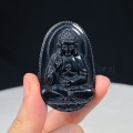 MẶT DÂY CHUYỀN PHẬT ADIDA ĐÁ OBSIDIAN ĐEN (TO)