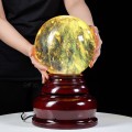 QUẢ CẦU OBSIDIAN VÀNG 11KG - 21CM + ĐẾ ĐÈN XOAY