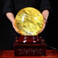 QUẢ CẦU OBSIDIAN VÀNG 20,46KG - 26CM + ĐẾ ĐÈN XOAY