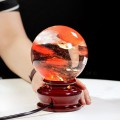 QUẢ CẦU ĐÁ OBSIDIAN ĐỎ 1,2KG  - 9,9CM + ĐẾ ĐÈN