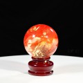 QUẢ CẦU ĐÁ OBSIDIAN ĐỎ 1,38KG - 10,6CM + ĐẾ ĐÈN