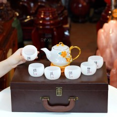 BỘ ẤM TRÀ BẠCH NGỌC HOA MAI