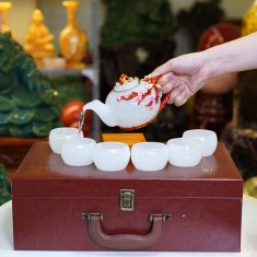 BỘ ẤM TRÀ BẠCH NGỌC HOA ĐÀO (MẪU 2)