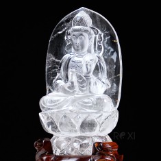 TƯỢNG QUAN ÂM BỒ TÁT THẠCH ANH TRẮNG VIP (2,66KG NGUYÊN ĐÁ - MẪU 2)