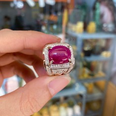NHẪN ĐÁ RUBY NAM VÀNG TRẮNG 18K - NRV1802