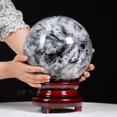 QUẢ CẦU THẠCH ANH TÓC ĐEN 13,9KG - 21,5CM