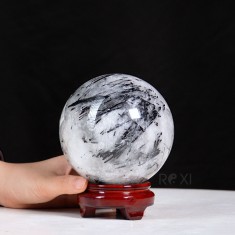 QUẢ CẦU THẠCH ANH TÓC ĐEN 2,07KG - 11,4CM