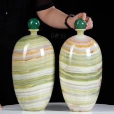 CẶP BÌNH HÚT LỘC NGỌC ONYX XANH 33CM ~ 30KG