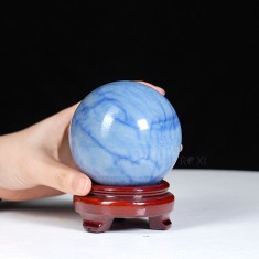 QUẢ CẦU THẠCH ANH XANH BIỂN 0,88KG - 8,6CM