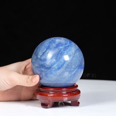 QUẢ CẦU THẠCH ANH XANH BIỂN 1,02KG - 9CM
