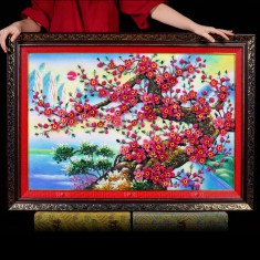 TRANH ĐÁ QUÝ 3D CÀNH ĐÀO TÀI LỘC (106 * 76CM) - TDQHD106M1