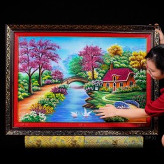 TRANH ĐÁ QUÝ TỔ ẤM HẠNH PHÚC (106 * 76CM) - TDQTA106