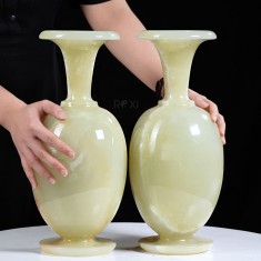 BÌNH HÚT LỘC - CẶP LỤC BÌNH NGỌC ONYX XANH 36,5CM