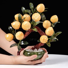CÂY ĐÀO VÀNG NGỌC HOÀNG LONG 12 QUẢ (CHẬU TRÒN)