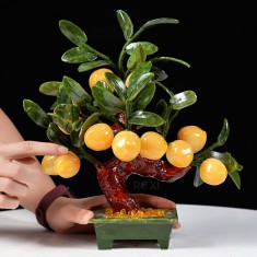 CÂY ĐÀO VÀNG NGỌC HOÀNG LONG 12 QUẢ (CHẬU VUÔNG)