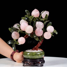 CÂY ĐÀO ĐÁ THẠCH ANH HỒNG 12 QUẢ (CHẬU TRÒN)