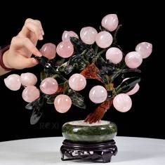 CÂY ĐÀO ĐÁ THẠCH ANH HỒNG 18 QUẢ (CHẬU TRÒN)