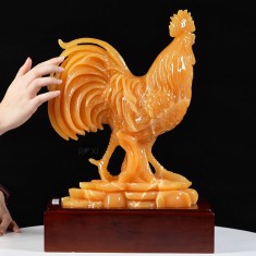 TƯỢNG GÀ TRỐNG BẰNG ĐÁ NGỌC HOÀNG LONG 45CM