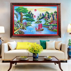TRANH ĐÁ QUÝ THUẬN BUỒM XUÔI GIÓ (1M42 * 1M) - MẪU 4