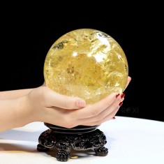 QUẢ CẦU THẠCH ANH VÀNG 3,21KG - 13CM