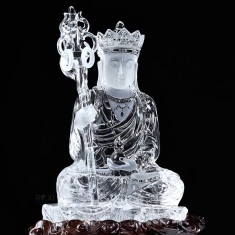 TƯỢNG ĐỊA TẠNG VƯƠNG BỒ TÁT THẠCH ANH TRẮNG VIP 3,7KG (NGUYÊN ĐÁ)