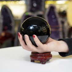 QUẢ CẦU OBSIDIAN ĐEN 2A -  1,5KG - 10,5CM