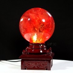 QUẢ CẦU ĐÁ OBSIDIAN ĐỎ 6,42KG - 17,8CM + ĐẾ ĐÈN XOAY