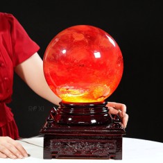 QUẢ CẦU ĐÁ OBSIDIAN ĐỎ 13,45KG - 23,6CM + ĐẾ ĐÈN XOAY