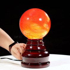 QUẢ CẦU ĐÁ OBSIDIAN ĐỎ 2,89KG - 13,6CM + ĐẾ ĐÈN XOAY
