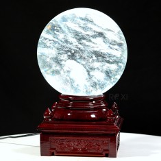 QUẢ CẦU OBSIDIAN TRẮNG 11,08KG - 22CM + ĐẾ ĐÈN XOAY
