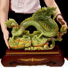 TÁC PHẨM RỒNG PHONG THỦY NGỌC ONYX XANH 52CM