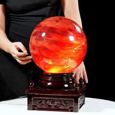 QUẢ CẦU ĐÁ OBSIDIAN ĐỎ 17,8KG - 25CM + ĐẾ ĐÈN XOAY (CD753)