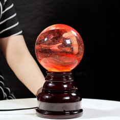 QUẢ CẦU ĐÁ OBSIDIAN ĐỎ 2,61KG - 13CM + ĐẾ ĐÈN XOAY