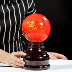 QUẢ CẦU ĐÁ OBSIDIAN ĐỎ 2,6KG - 12,6CM + ĐẾ ĐÈN XOAY