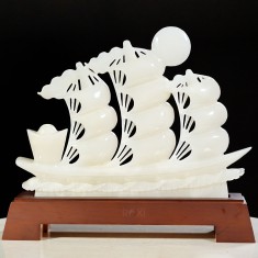 THUYỀN BUỒM - THUẬN BUỒM XUÔI GIÓ NGỌC ONYX TRẮNG 40CM (MẪU 5)
