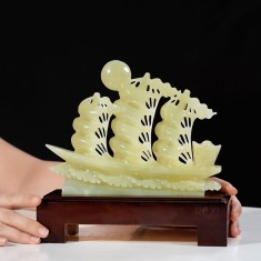 TÁC PHẨM THUẬN BUỒM XUÔI GIÓ NGỌC ONYX XANH 21CM