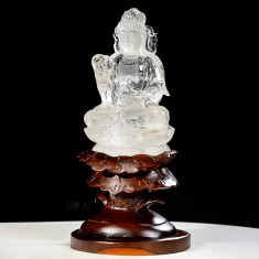 TƯỢNG QUAN ÂM BỒ TÁT THẠCH ANH TRẮNG 2,54KG (NGUYÊN ĐÁ)