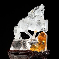 TƯỢNG KỲ LÂN BẰNG ĐÁ THẠCH ANH TRẮNG TỰ NHIÊN 2,92KG