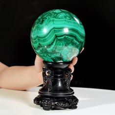 QUẢ CẦU ĐÁ KHỔNG TƯỚC MALACHITE (ĐÁ LÔNG CÔNG) 4,35KG - 13,2CM