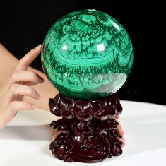QUẢ CẦU ĐÁ KHỔNG TƯỚC MALACHITE (ĐÁ LÔNG CÔNG) 5,68KG - 14,5CM