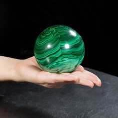 QUẢ CẦU ĐÁ LÔNG CÔNG MALACHITE 1,42KG - 9CM