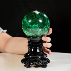 QUẢ CẦU ĐÁ LÔNG CÔNG MALACHITE 1,54KG - 9,5CM