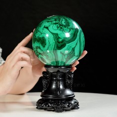 QUẢ CẦU ĐÁ LÔNG CÔNG MALACHITE 4,42KG - 13CM